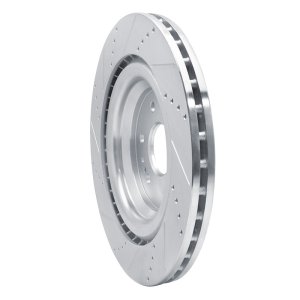 Cadillac Escalade Brake Rotor (1) - Front Right - R1 Concepts - Drilled & Slotted - Silver - `14-`20